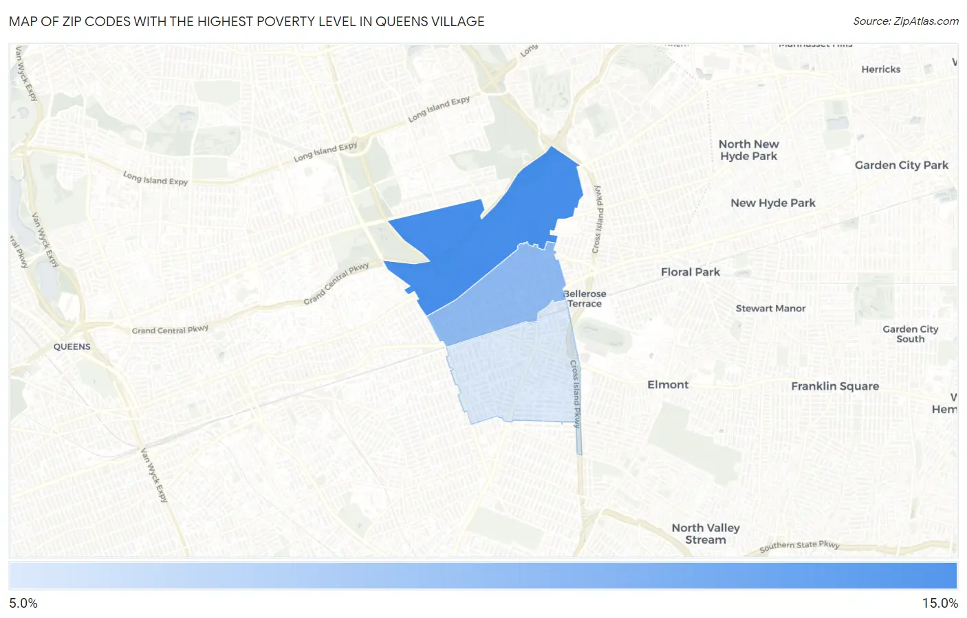 Zip Codes with the Highest Poverty Level in Queens Village Map