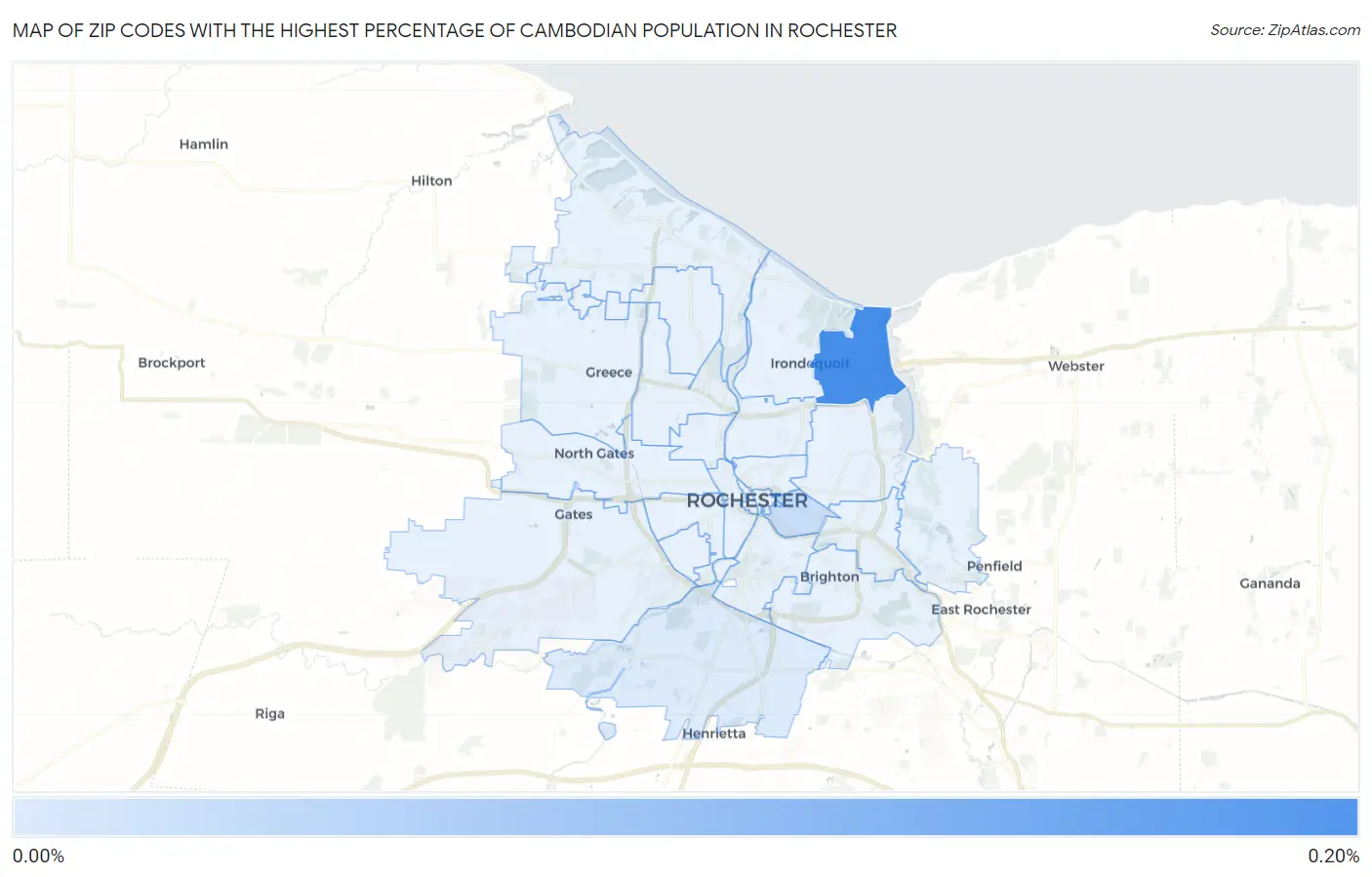 Zip Codes with the Highest Percentage of Cambodian Population in Rochester Map
