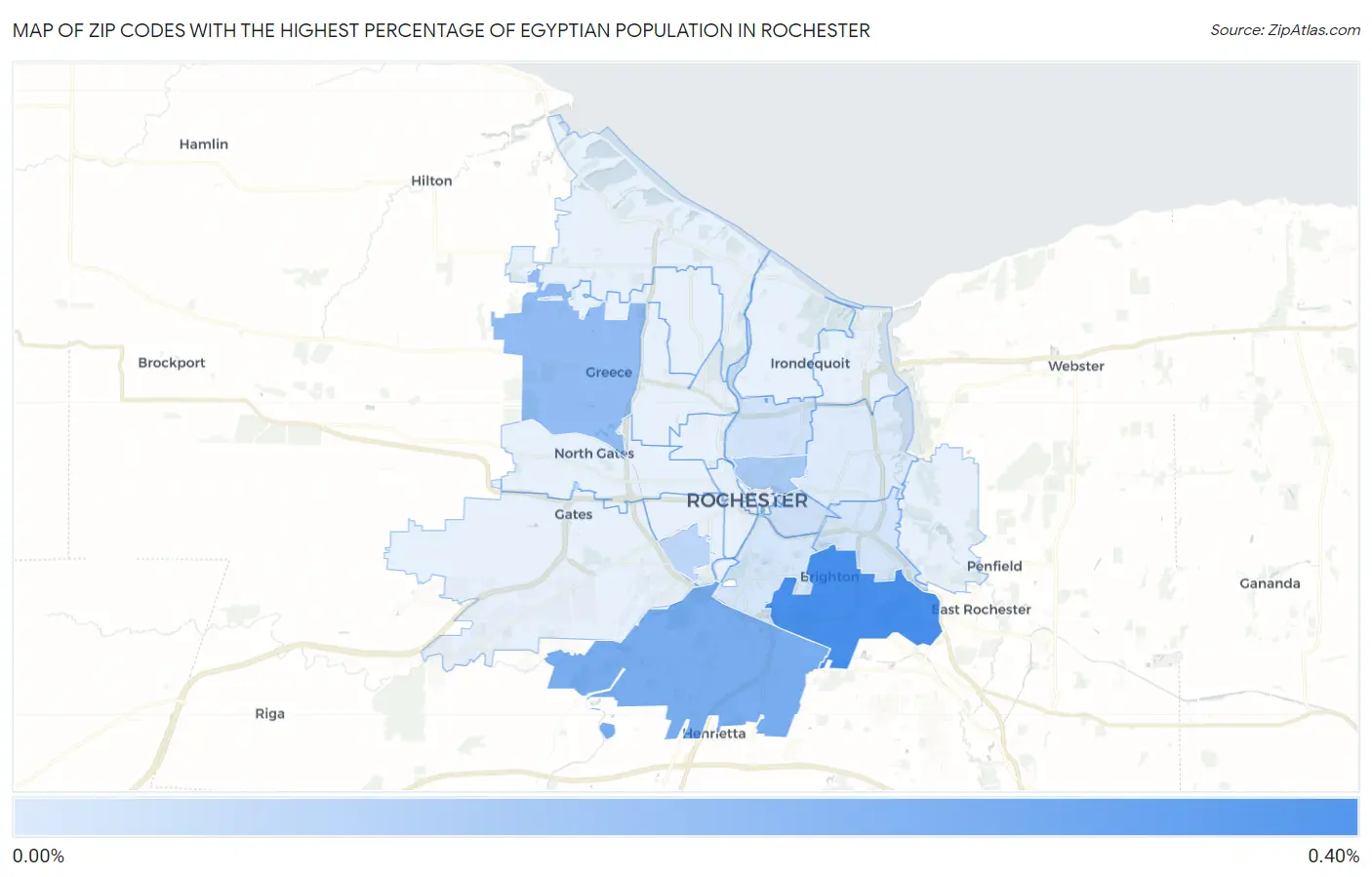 Zip Codes with the Highest Percentage of Egyptian Population in Rochester Map