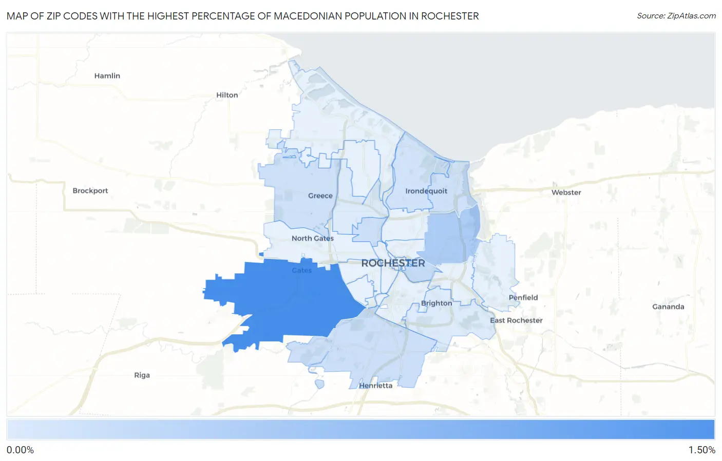 Zip Codes with the Highest Percentage of Macedonian Population in Rochester Map