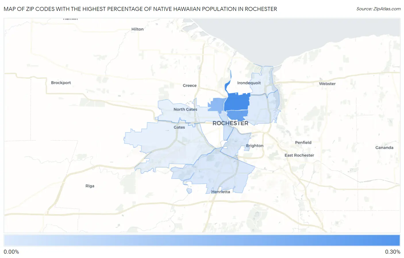 Zip Codes with the Highest Percentage of Native Hawaiian Population in Rochester Map