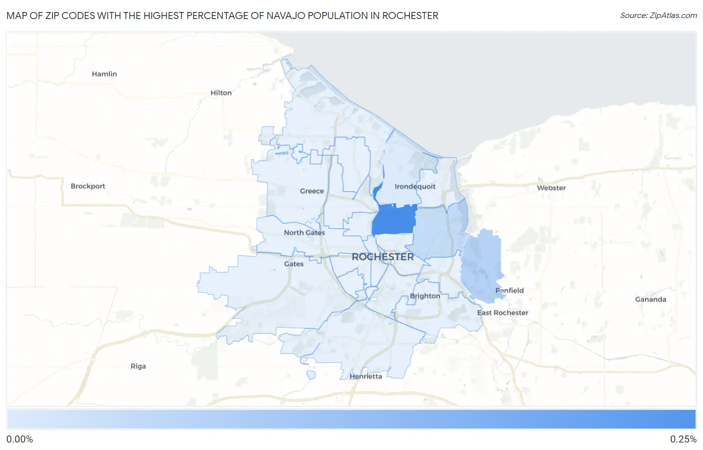 Zip Codes with the Highest Percentage of Navajo Population in Rochester Map