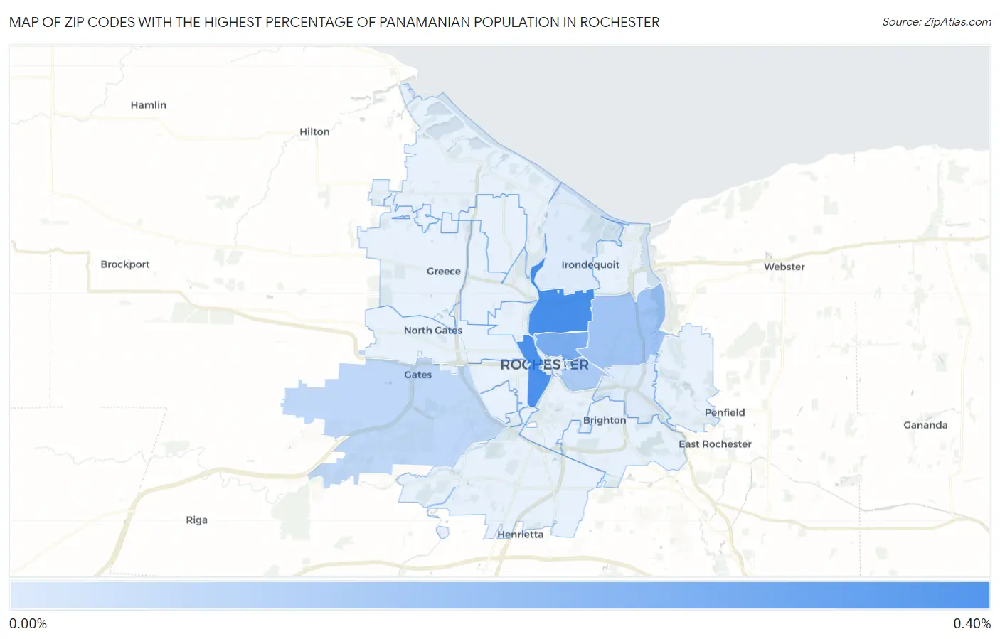 Zip Codes with the Highest Percentage of Panamanian Population in Rochester Map