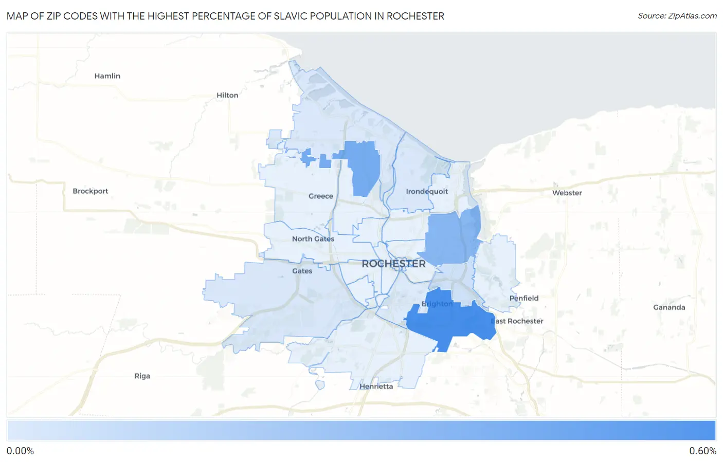 Zip Codes with the Highest Percentage of Slavic Population in Rochester Map