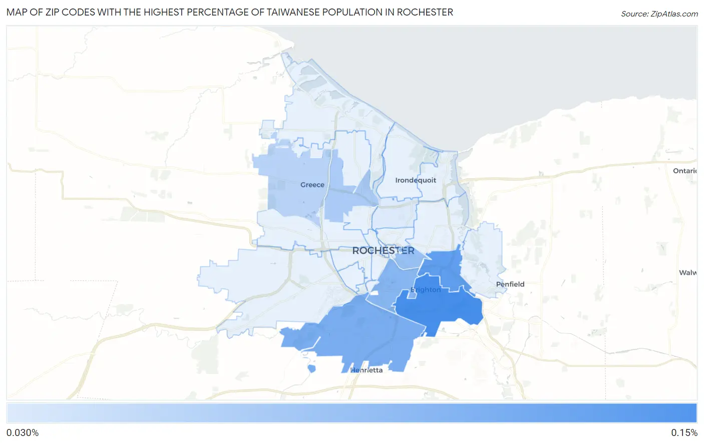 Zip Codes with the Highest Percentage of Taiwanese Population in Rochester Map