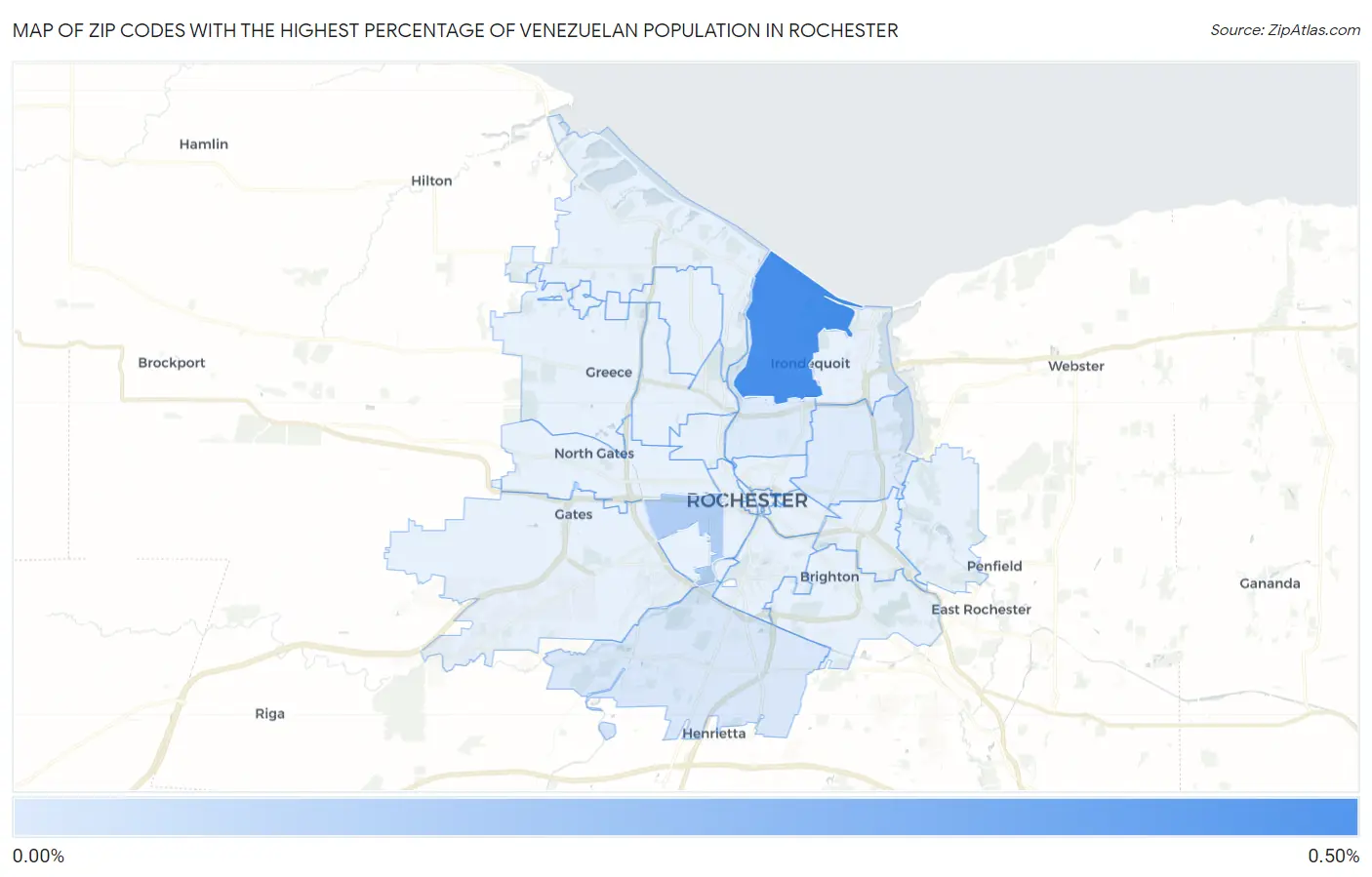 Zip Codes with the Highest Percentage of Venezuelan Population in Rochester Map
