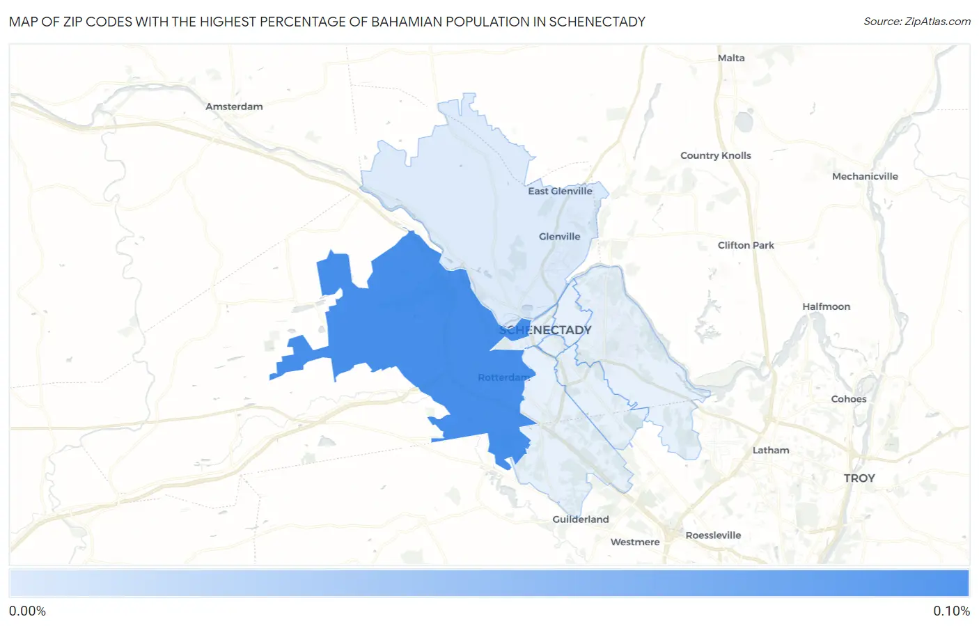 Zip Codes with the Highest Percentage of Bahamian Population in Schenectady Map