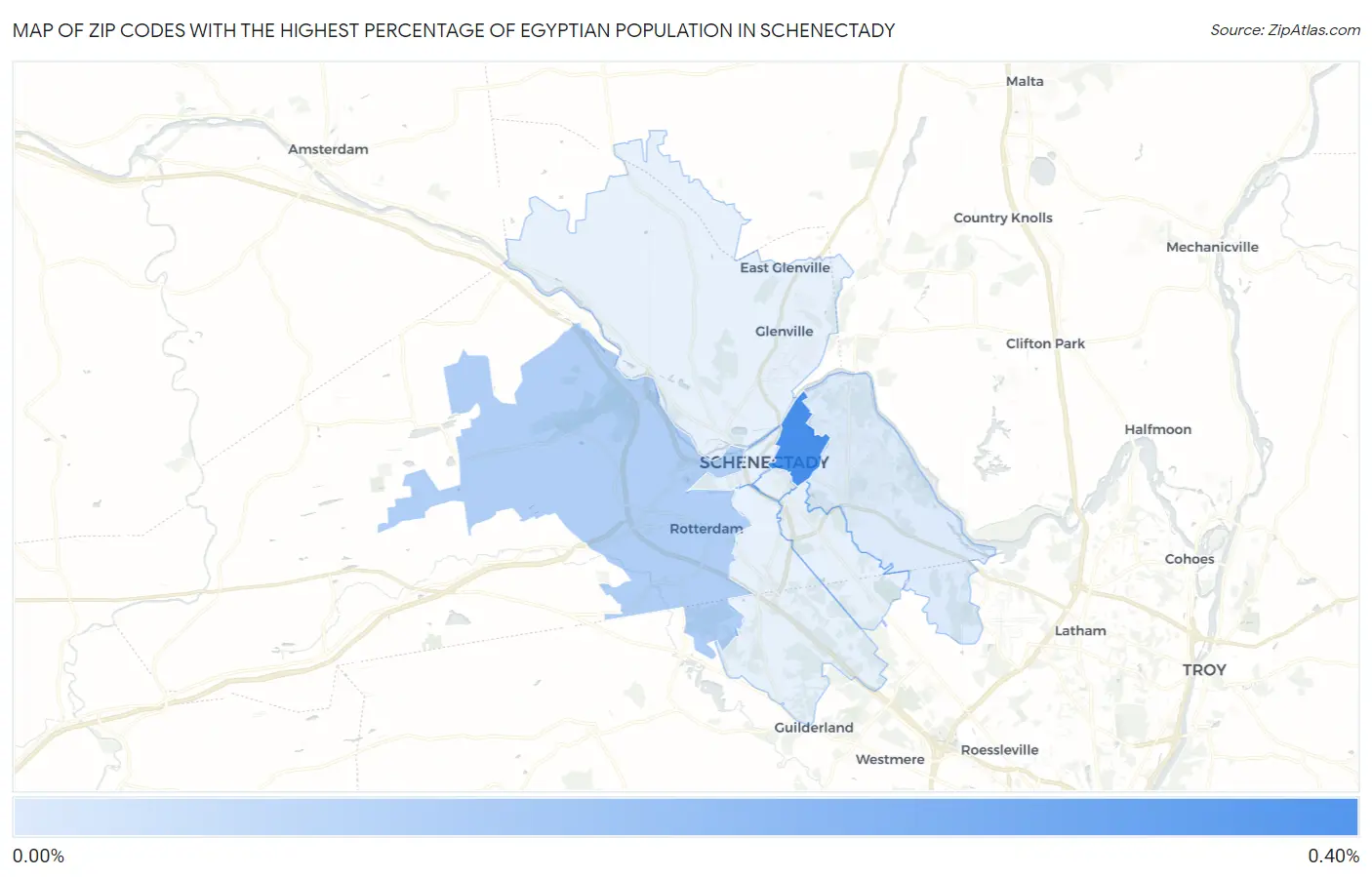 Zip Codes with the Highest Percentage of Egyptian Population in Schenectady Map