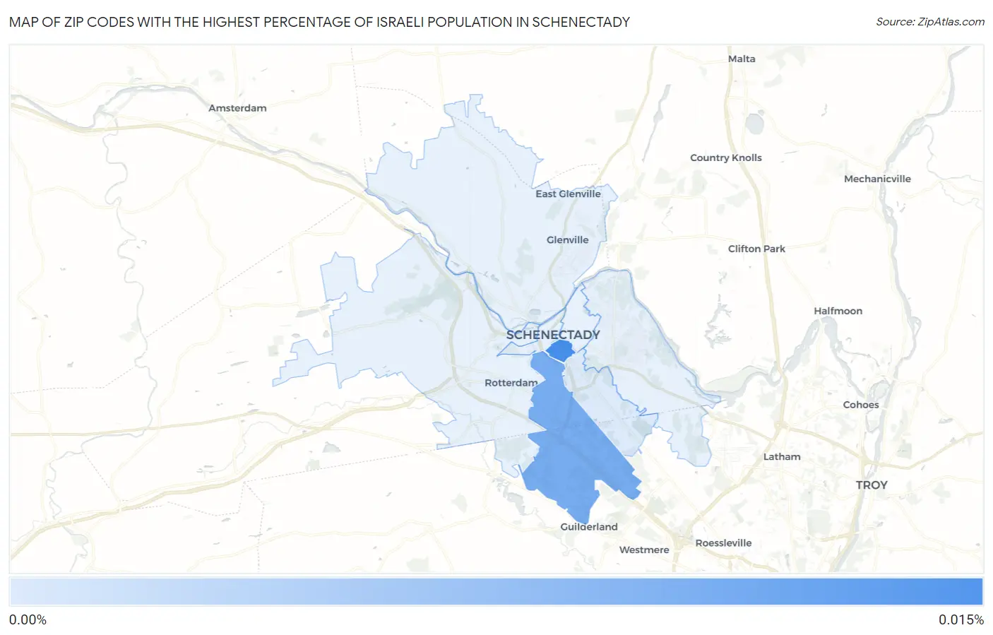 Zip Codes with the Highest Percentage of Israeli Population in Schenectady Map