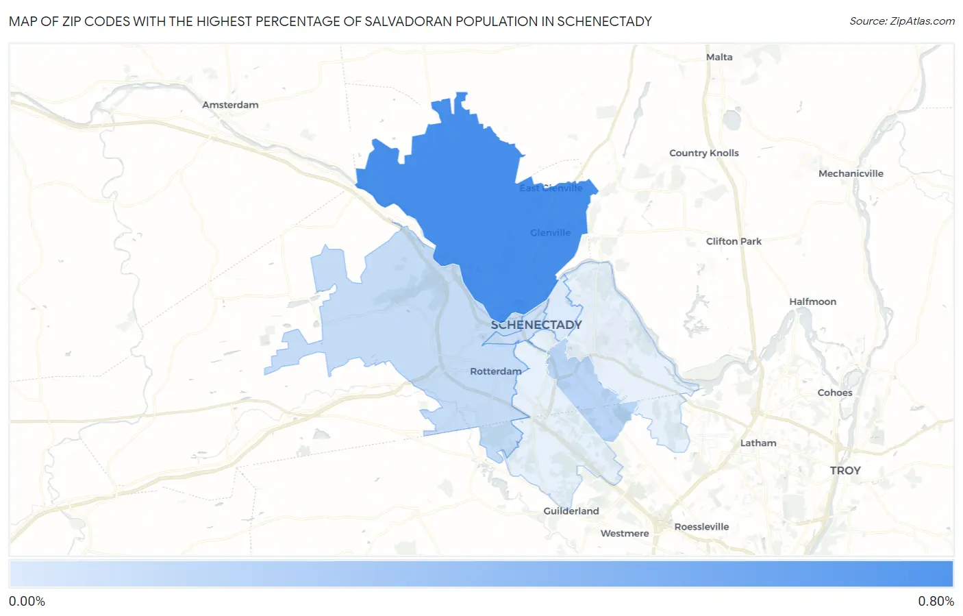 Zip Codes with the Highest Percentage of Salvadoran Population in Schenectady Map