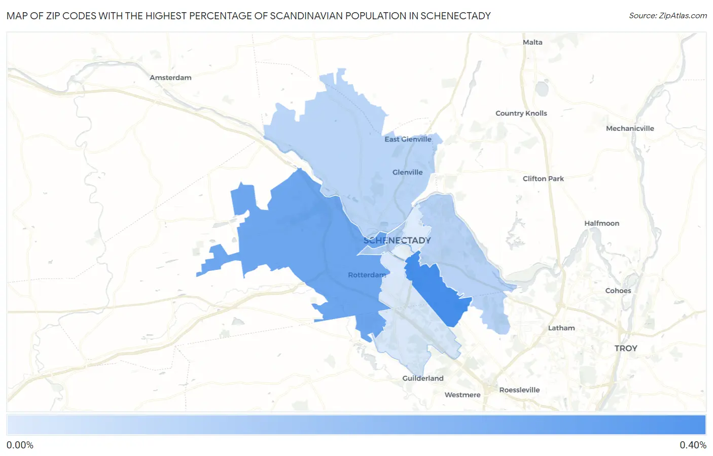 Zip Codes with the Highest Percentage of Scandinavian Population in Schenectady Map