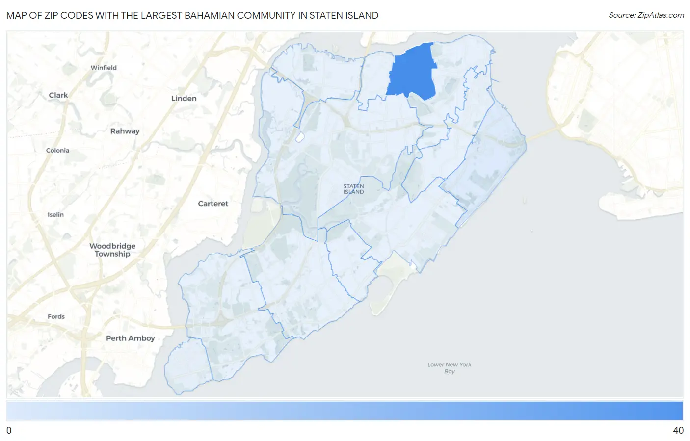 Zip Codes with the Largest Bahamian Community in Staten Island Map