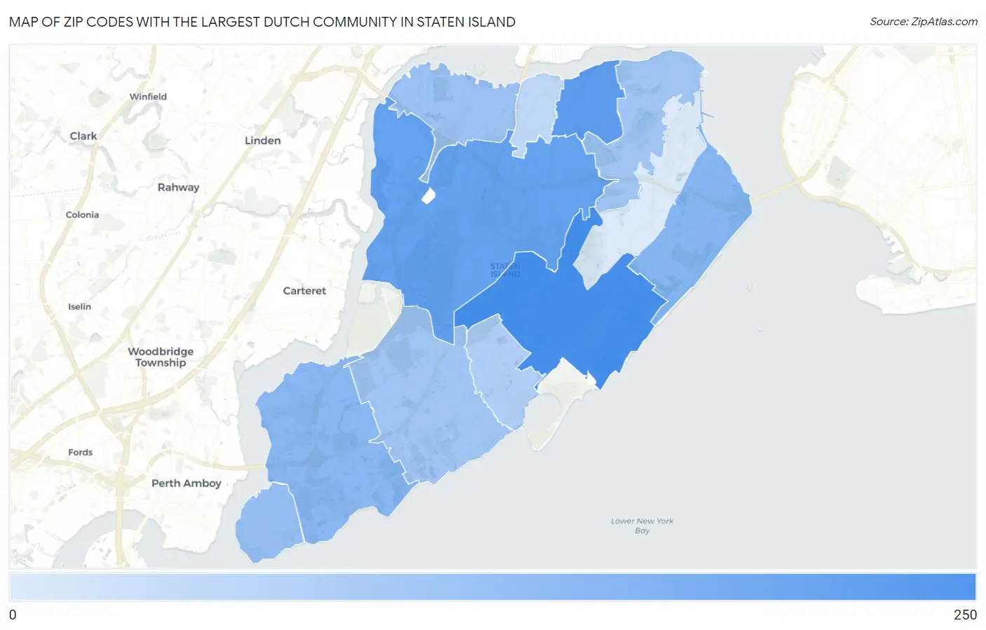 Zip Codes with the Largest Dutch Community in Staten Island Map