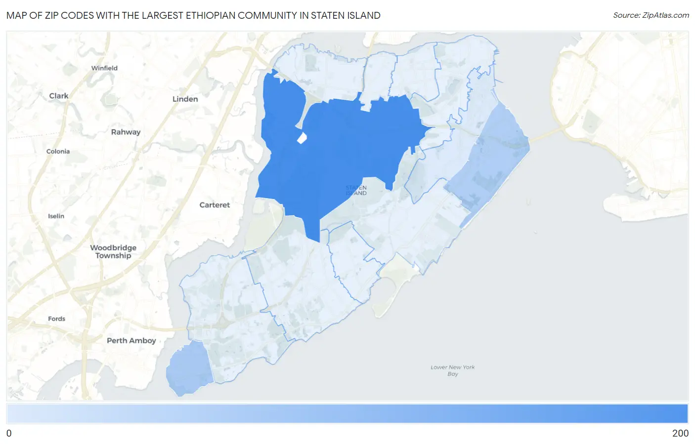 Zip Codes with the Largest Ethiopian Community in Staten Island Map