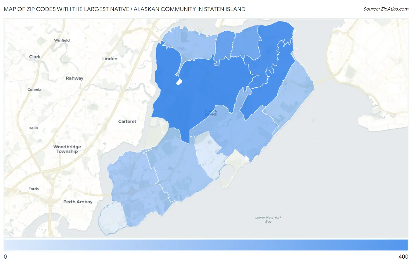 Zip Codes with the Largest Native / Alaskan Community in Staten Island Map