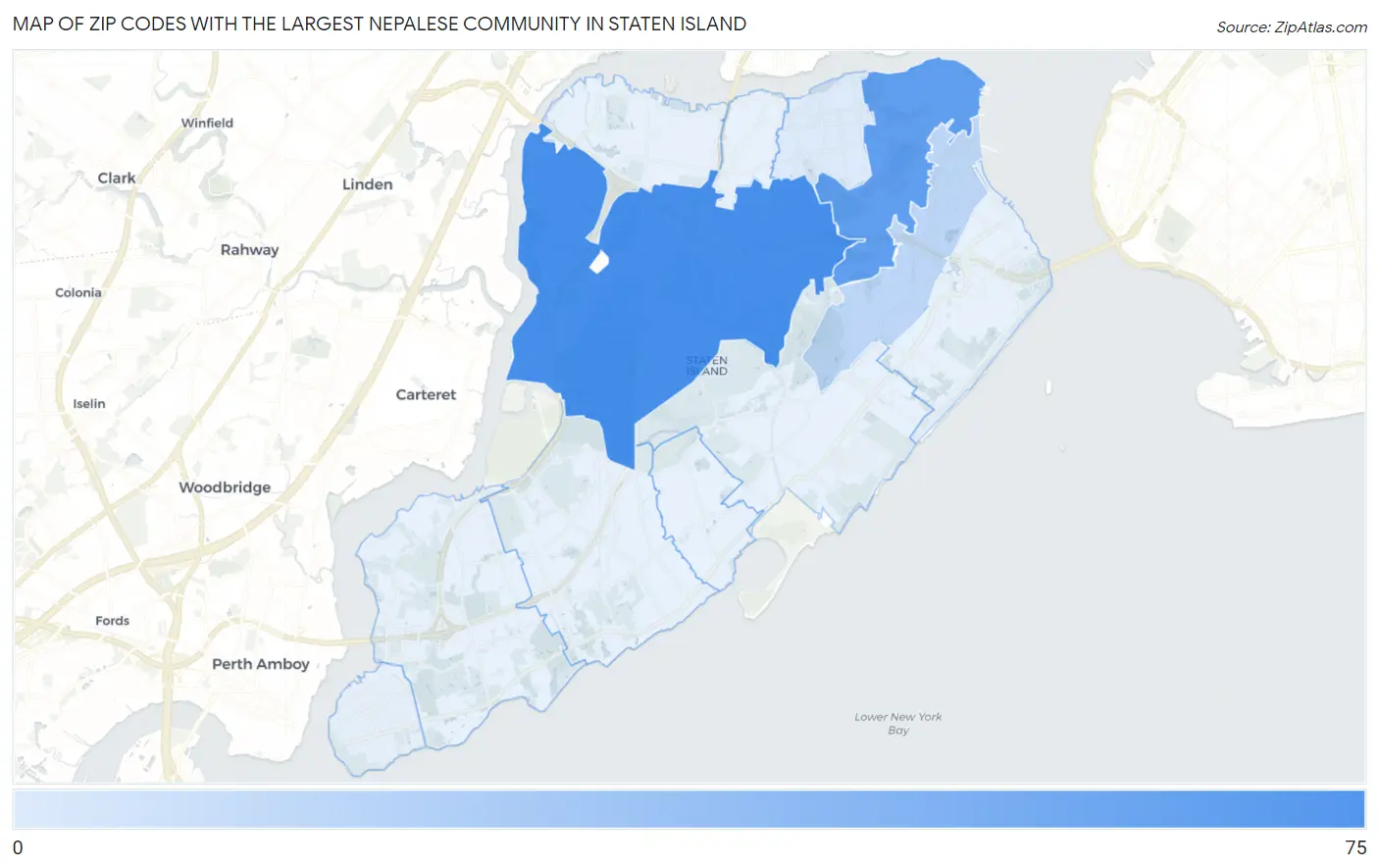Zip Codes with the Largest Nepalese Community in Staten Island Map