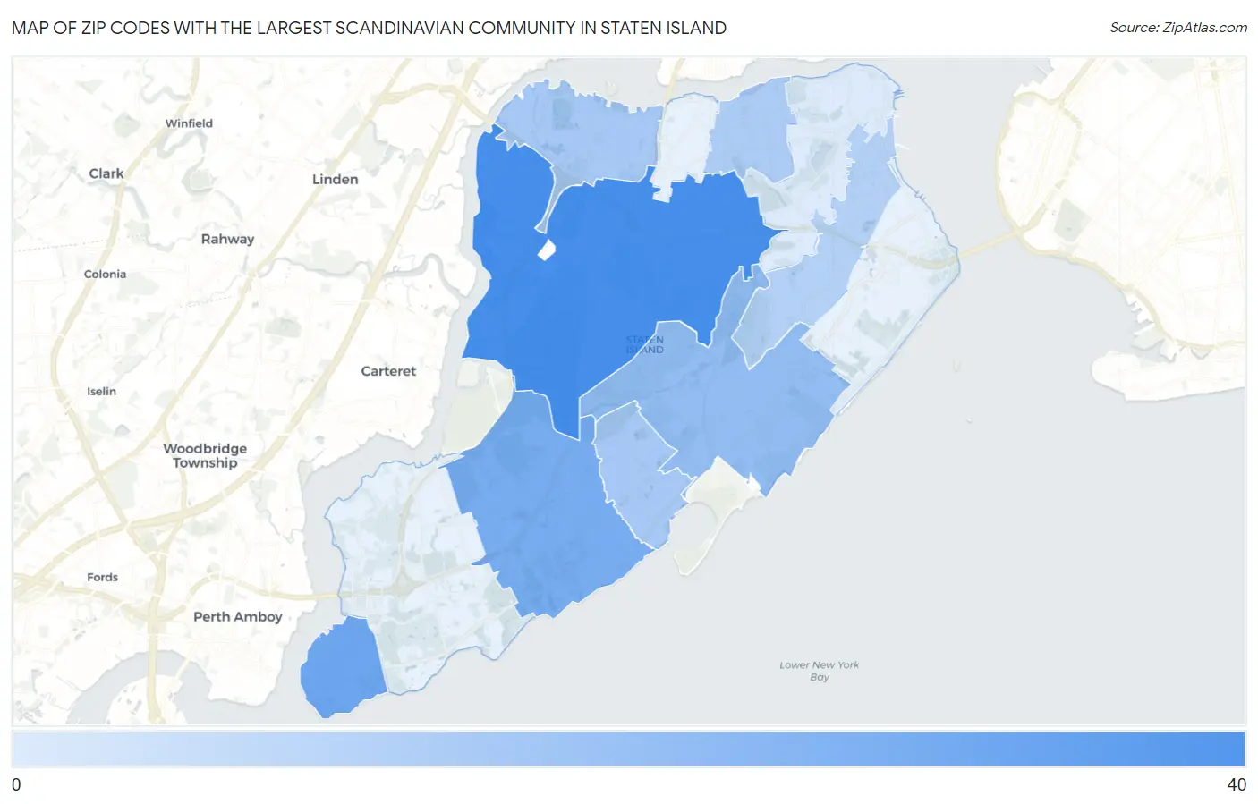Zip Codes with the Largest Scandinavian Community in Staten Island Map