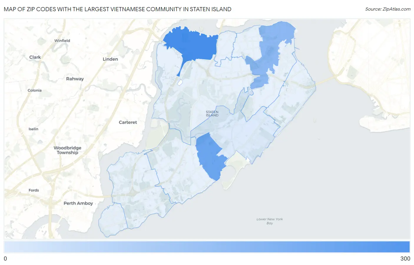 Zip Codes with the Largest Vietnamese Community in Staten Island Map
