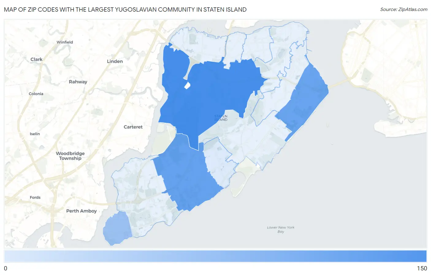 Zip Codes with the Largest Yugoslavian Community in Staten Island Map