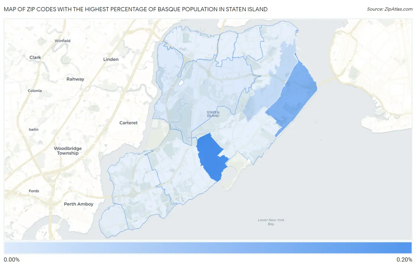 Zip Codes with the Highest Percentage of Basque Population in Staten Island Map