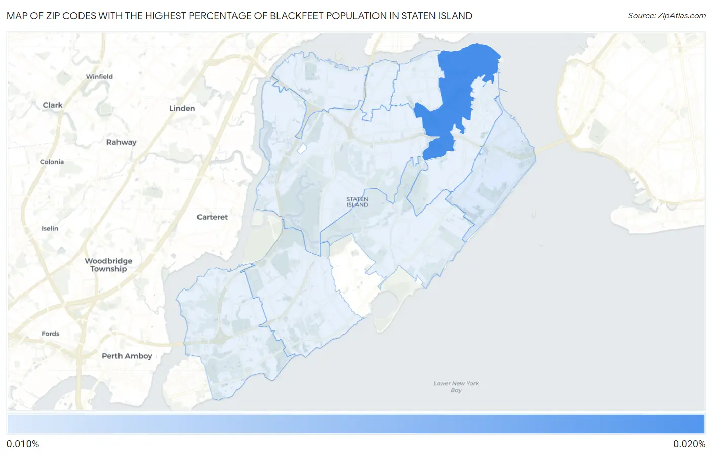 Zip Codes with the Highest Percentage of Blackfeet Population in Staten Island Map