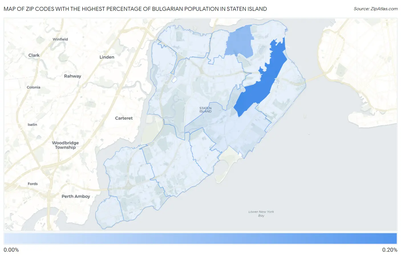 Zip Codes with the Highest Percentage of Bulgarian Population in Staten Island Map