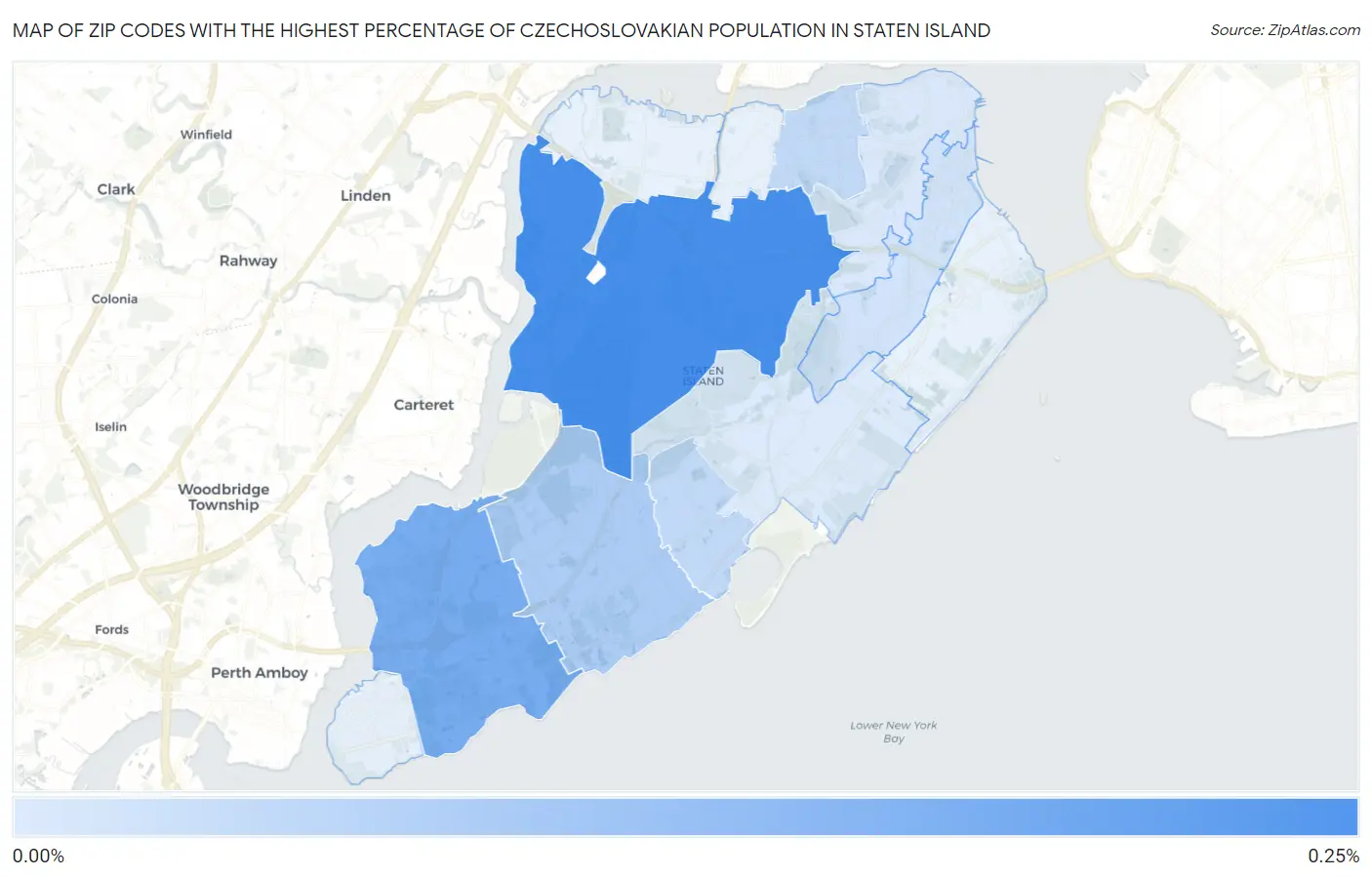 Zip Codes with the Highest Percentage of Czechoslovakian Population in Staten Island Map