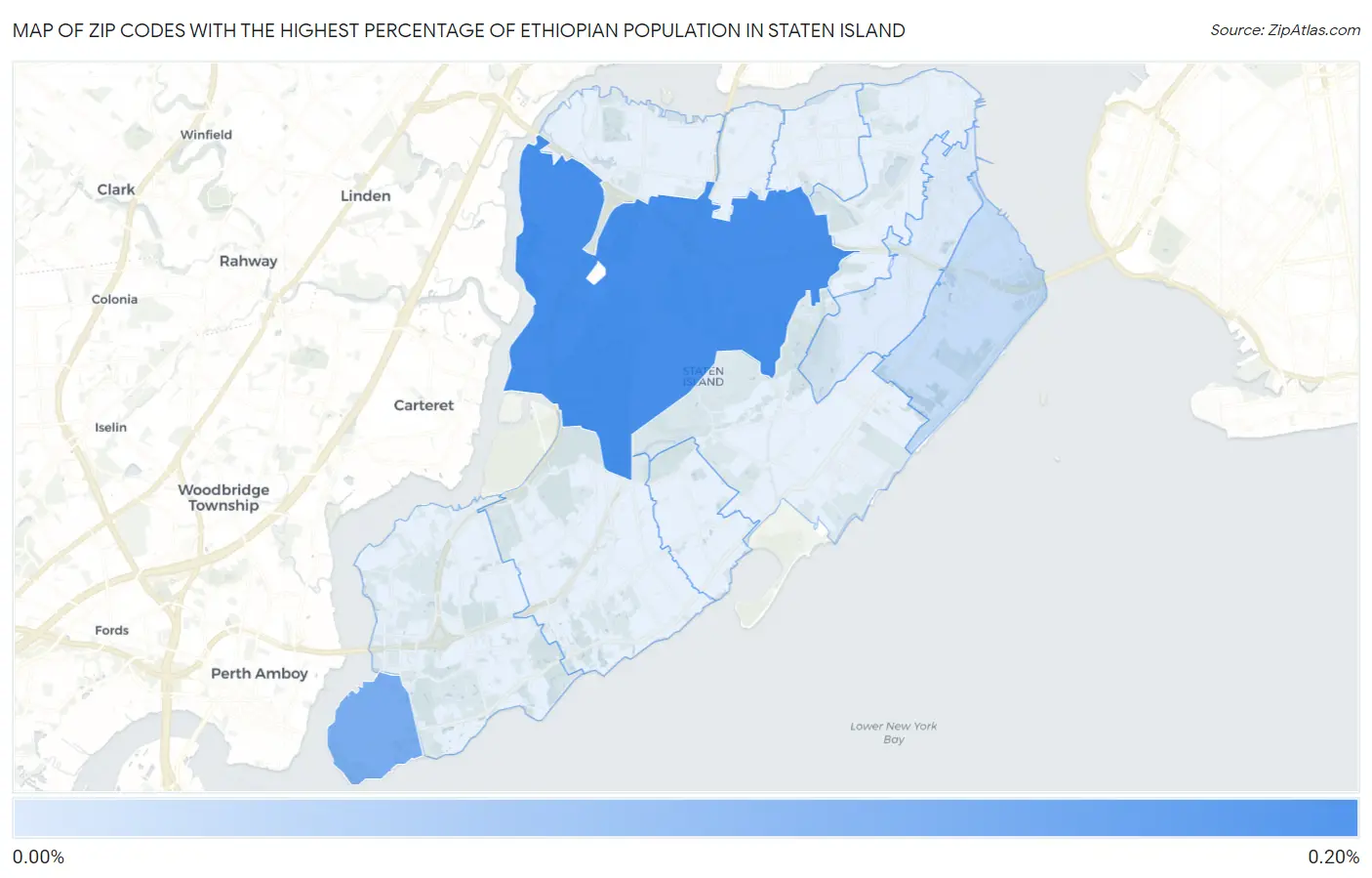 Zip Codes with the Highest Percentage of Ethiopian Population in Staten Island Map