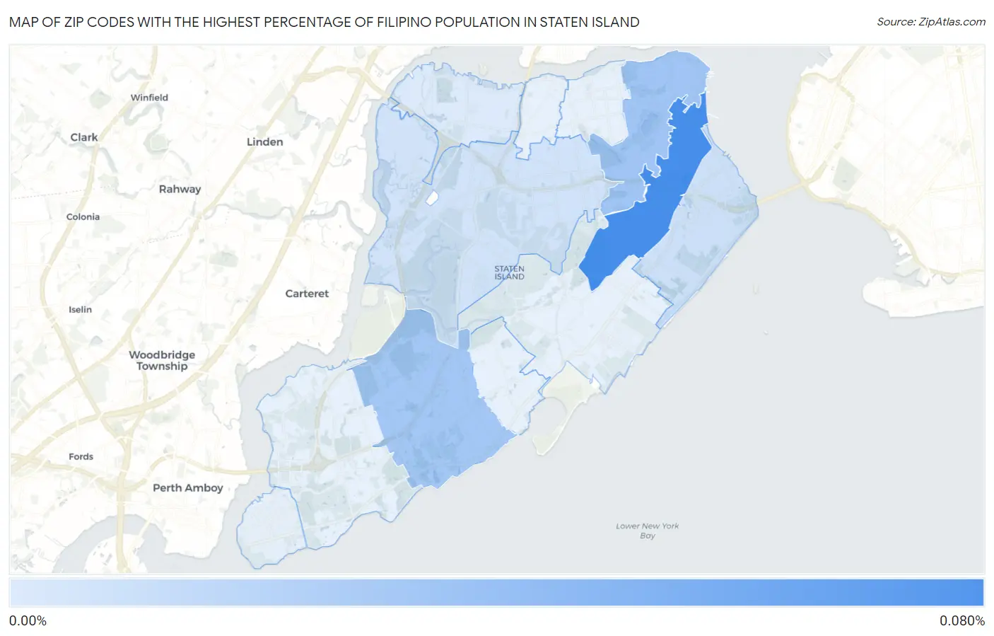 Zip Codes with the Highest Percentage of Filipino Population in Staten Island Map