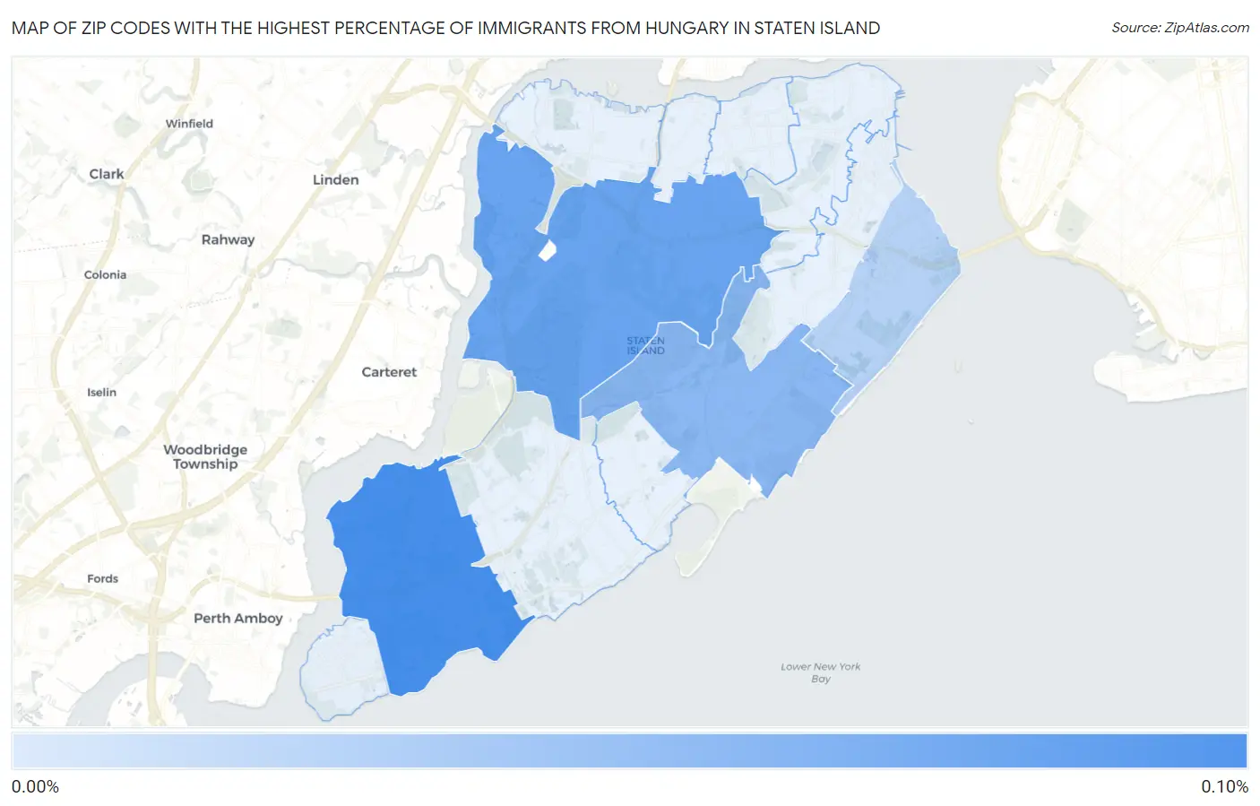 Zip Codes with the Highest Percentage of Immigrants from Hungary in Staten Island Map
