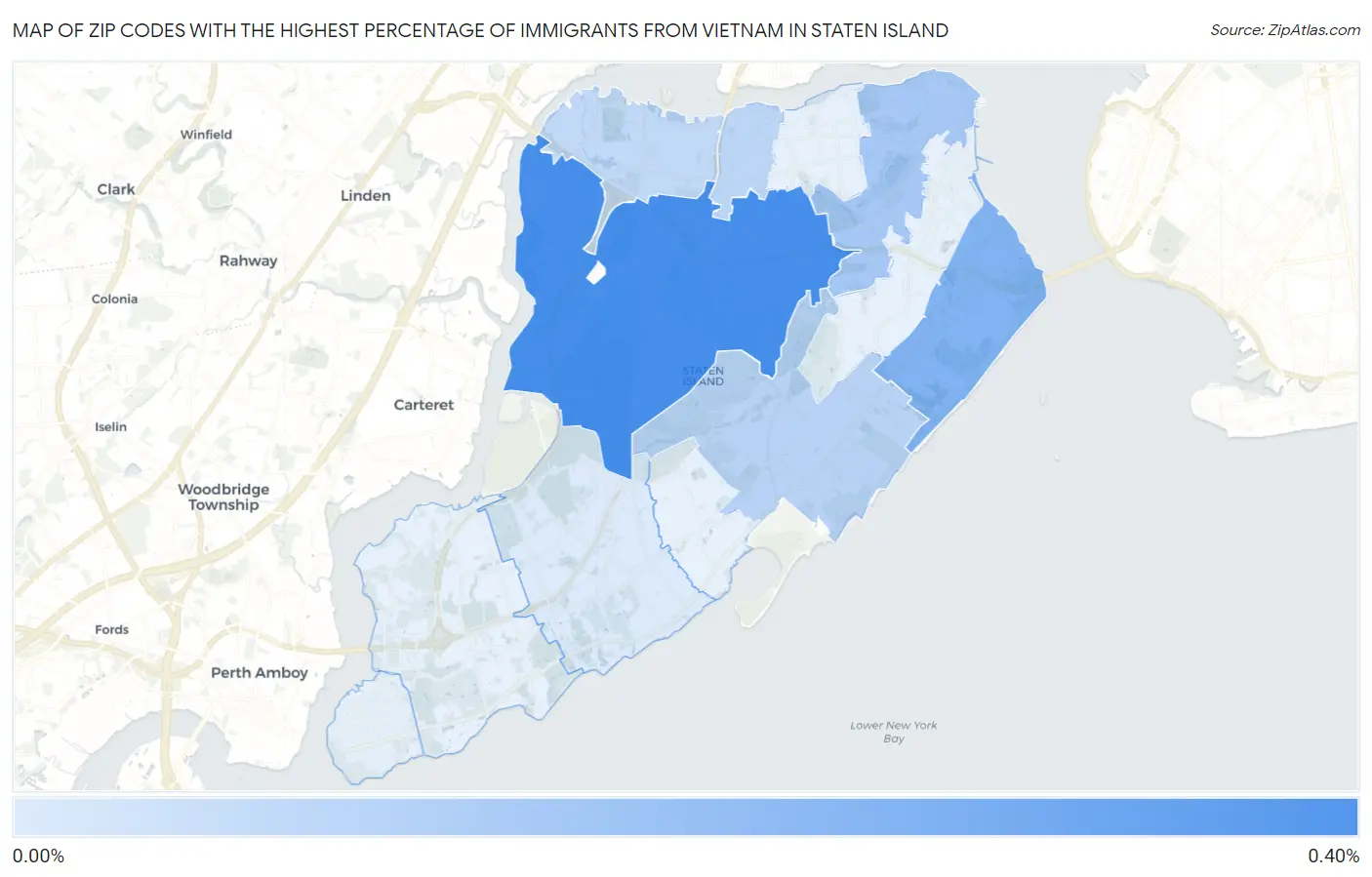 Zip Codes with the Highest Percentage of Immigrants from Vietnam in Staten Island Map