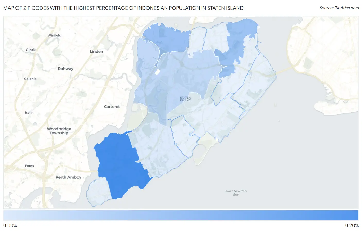 Zip Codes with the Highest Percentage of Indonesian Population in Staten Island Map