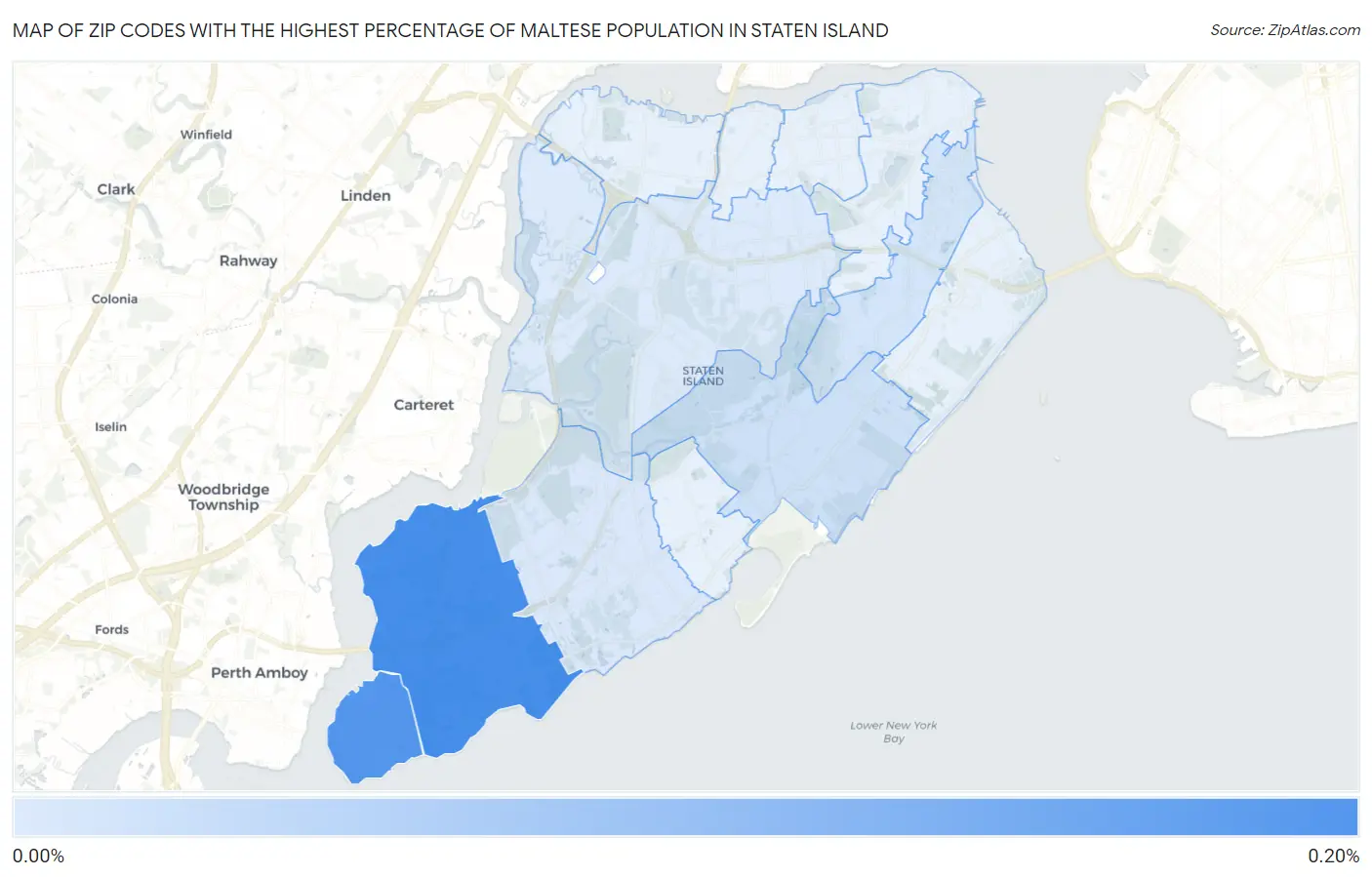 Zip Codes with the Highest Percentage of Maltese Population in Staten Island Map