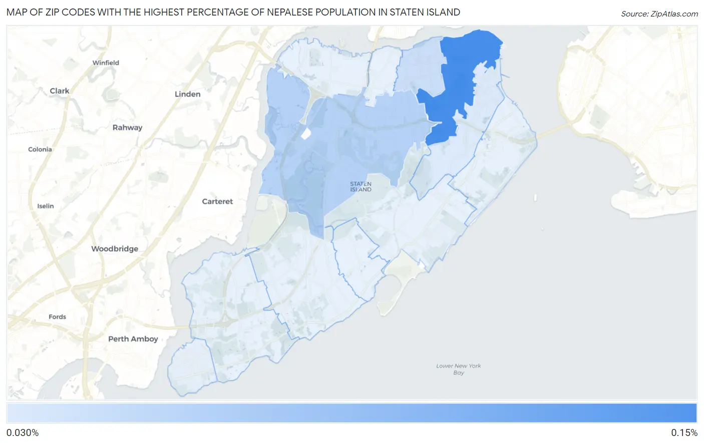 Zip Codes with the Highest Percentage of Nepalese Population in Staten Island Map