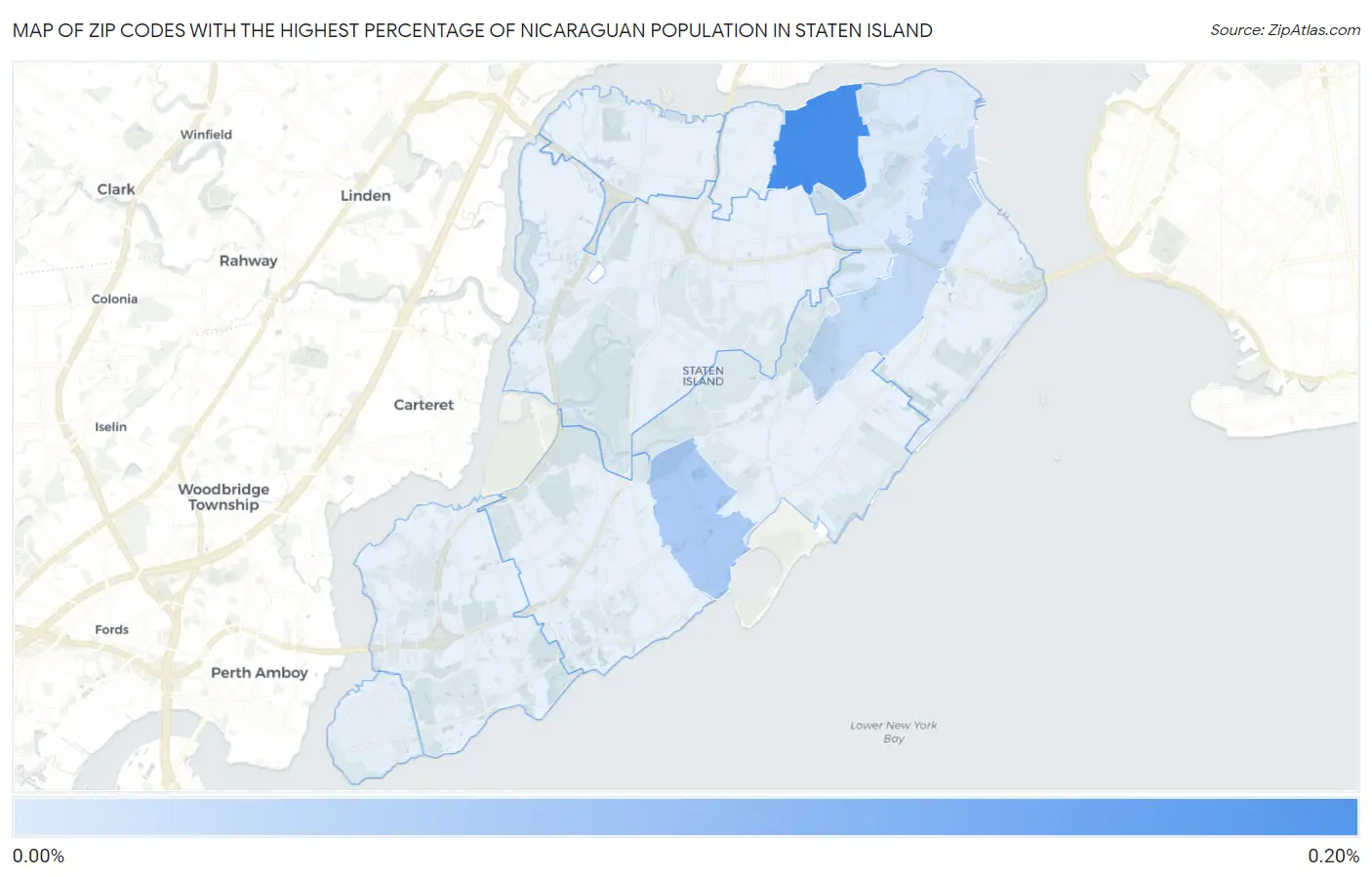 Zip Codes with the Highest Percentage of Nicaraguan Population in Staten Island Map