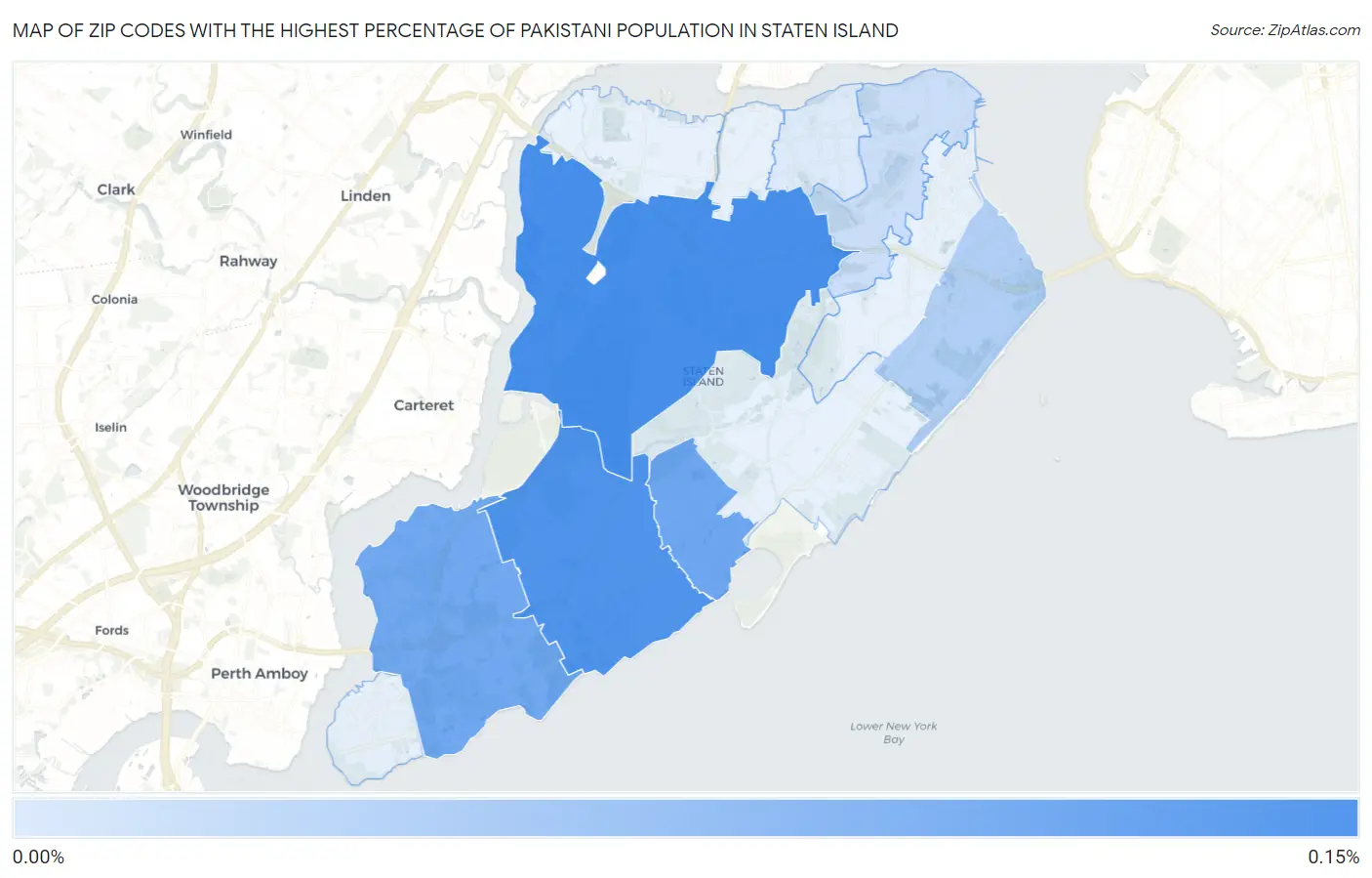 Zip Codes with the Highest Percentage of Pakistani Population in Staten Island Map