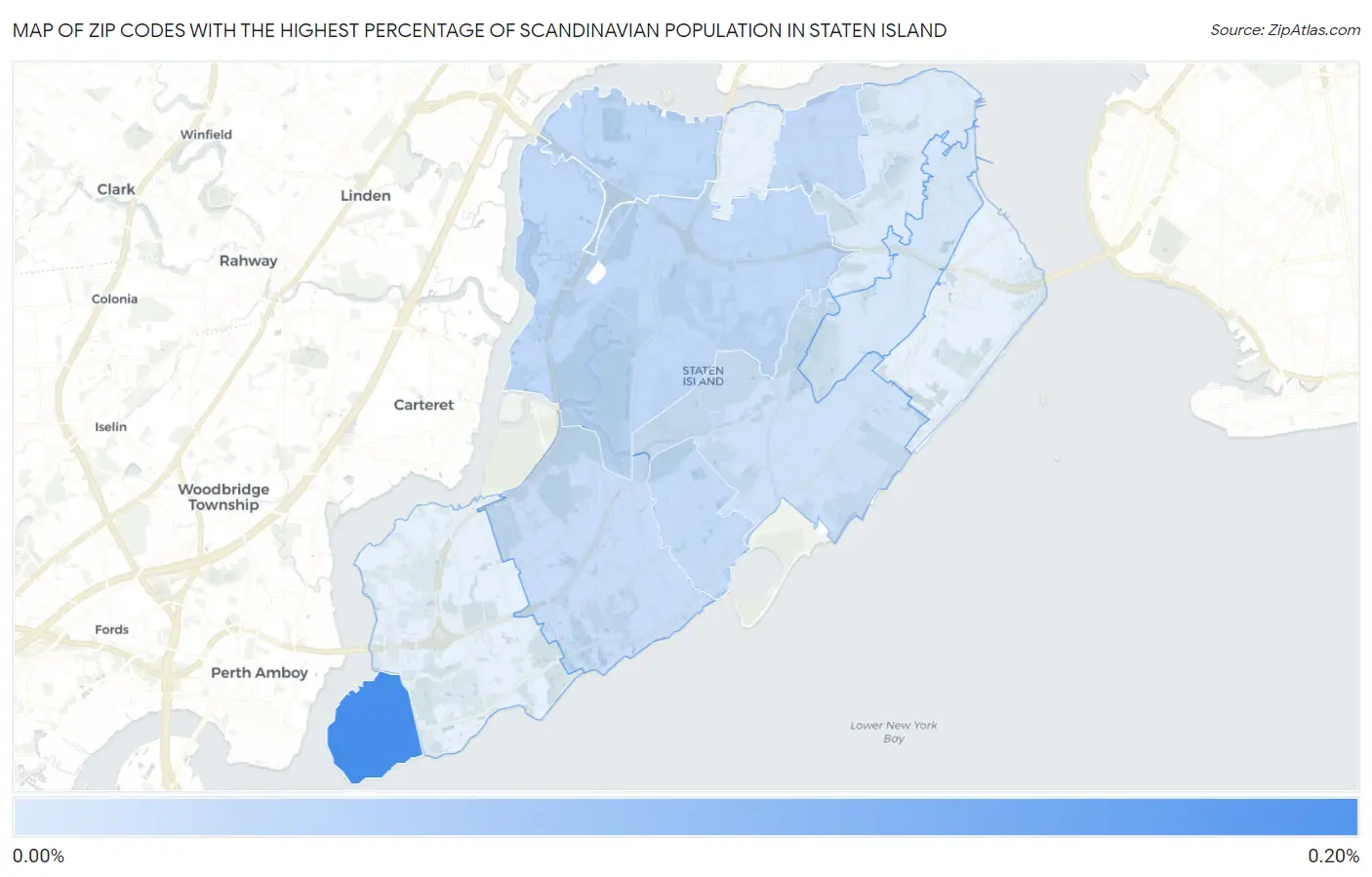 Zip Codes with the Highest Percentage of Scandinavian Population in Staten Island Map