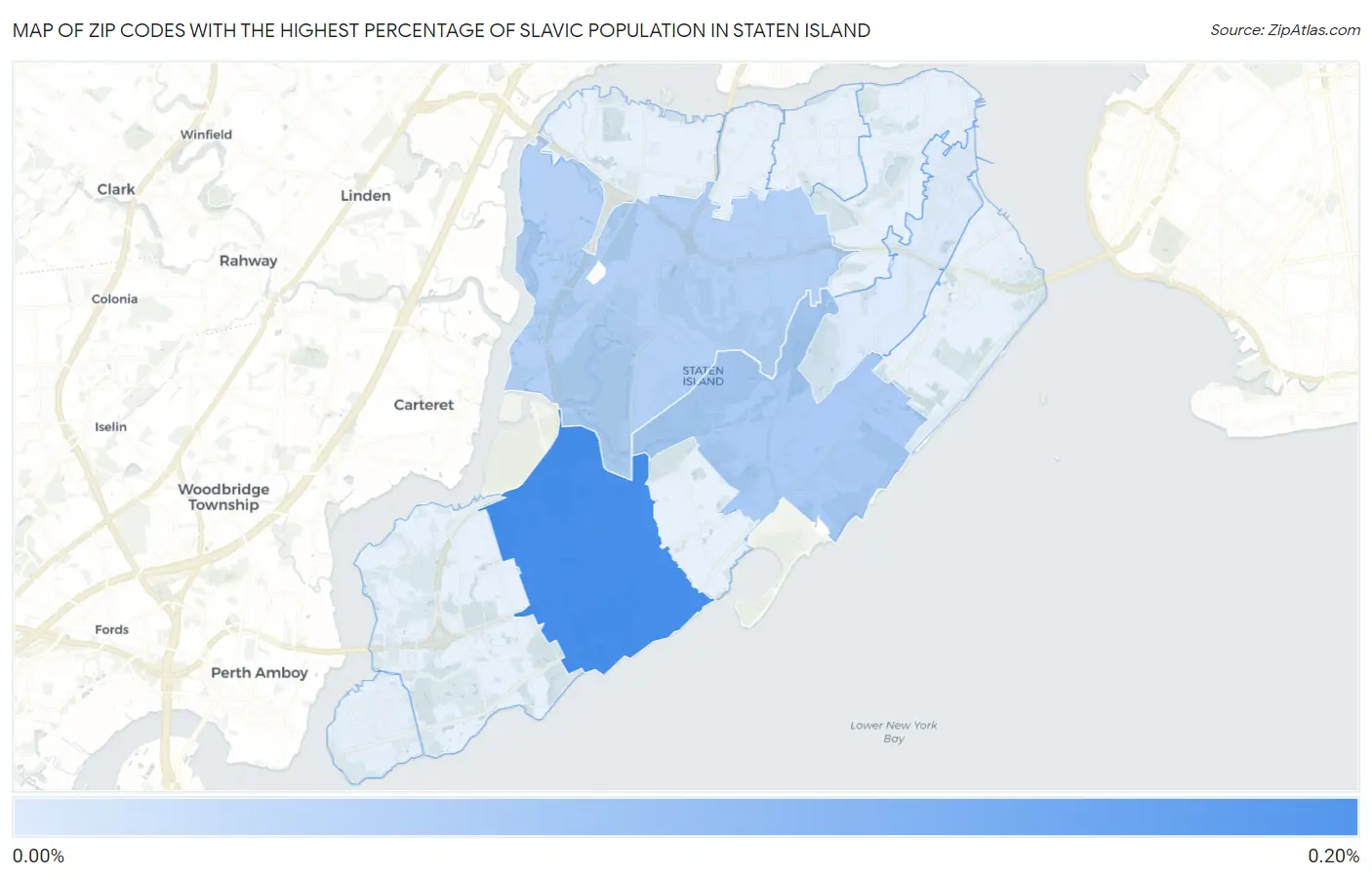Zip Codes with the Highest Percentage of Slavic Population in Staten Island Map
