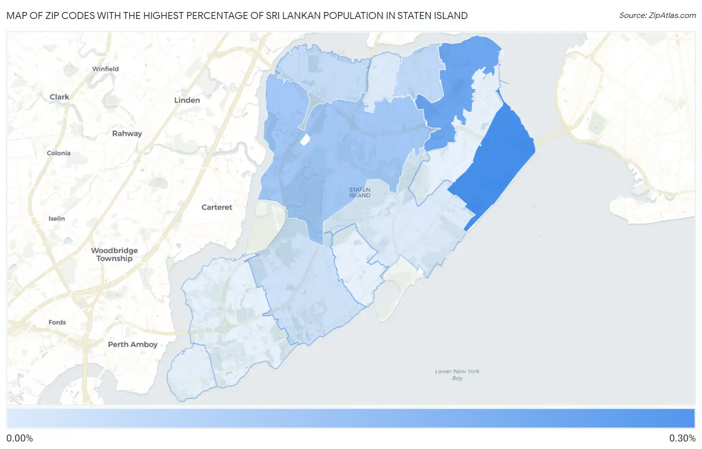 Zip Codes with the Highest Percentage of Sri Lankan Population in Staten Island Map