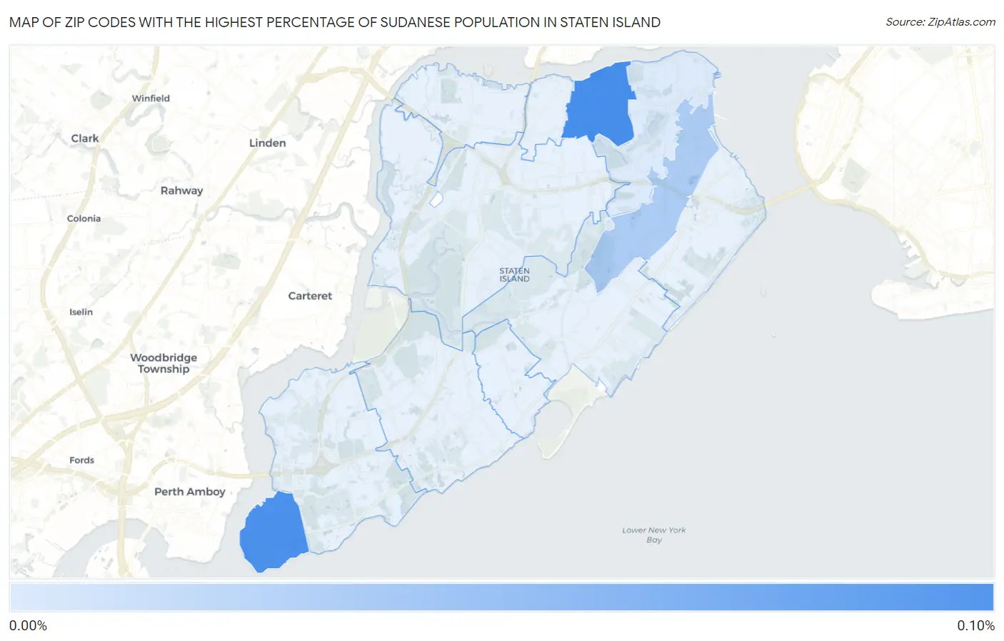 Zip Codes with the Highest Percentage of Sudanese Population in Staten Island Map