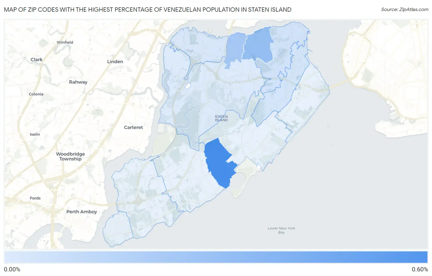 Zip Codes with the Highest Percentage of Venezuelan Population in Staten Island Map