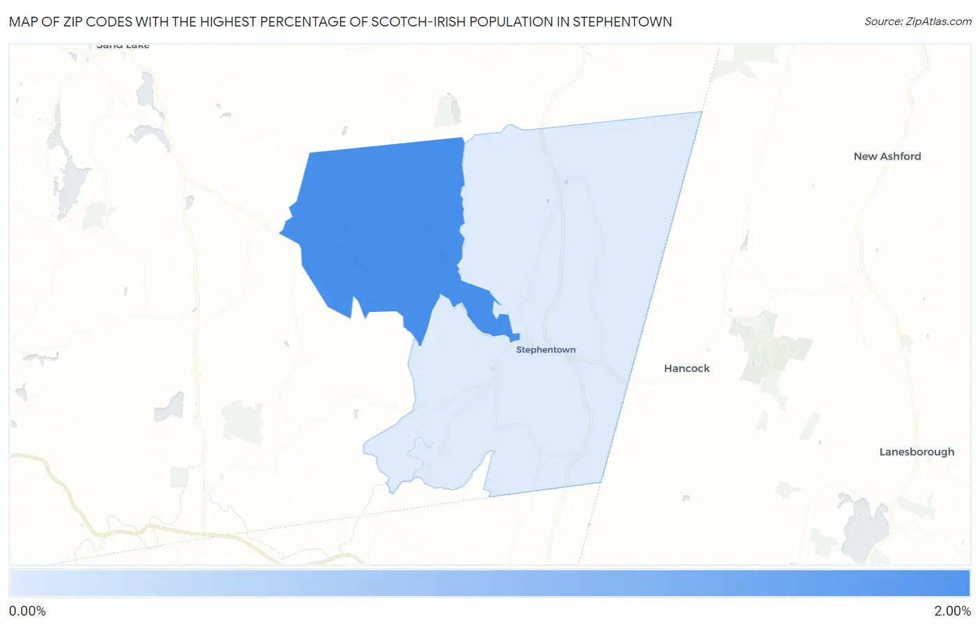 Zip Codes with the Highest Percentage of Scotch-Irish Population in Stephentown Map
