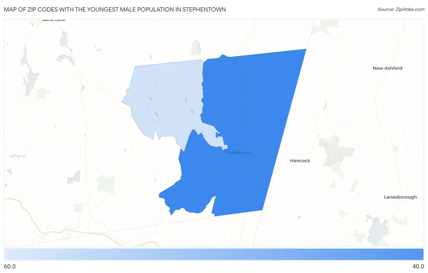 Zip Codes with the Youngest Male Population in Stephentown Map