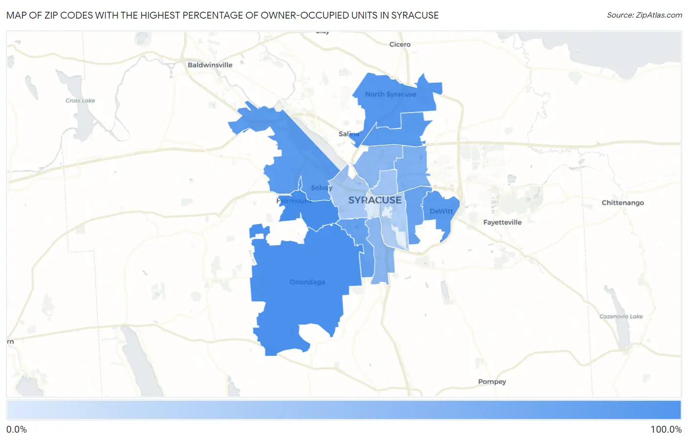 Zip Codes with the Highest Percentage of Owner-Occupied Units in Syracuse Map