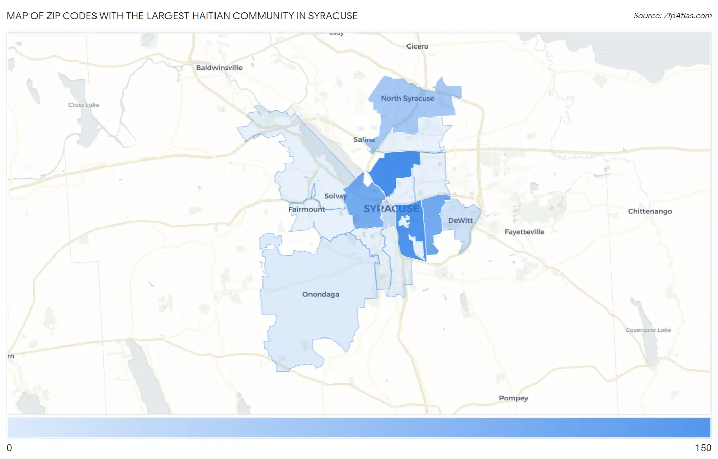 Zip Codes with the Largest Haitian Community in Syracuse Map