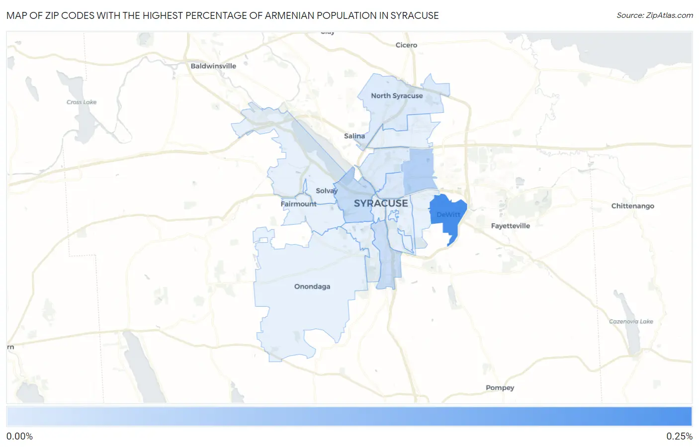 Zip Codes with the Highest Percentage of Armenian Population in Syracuse Map