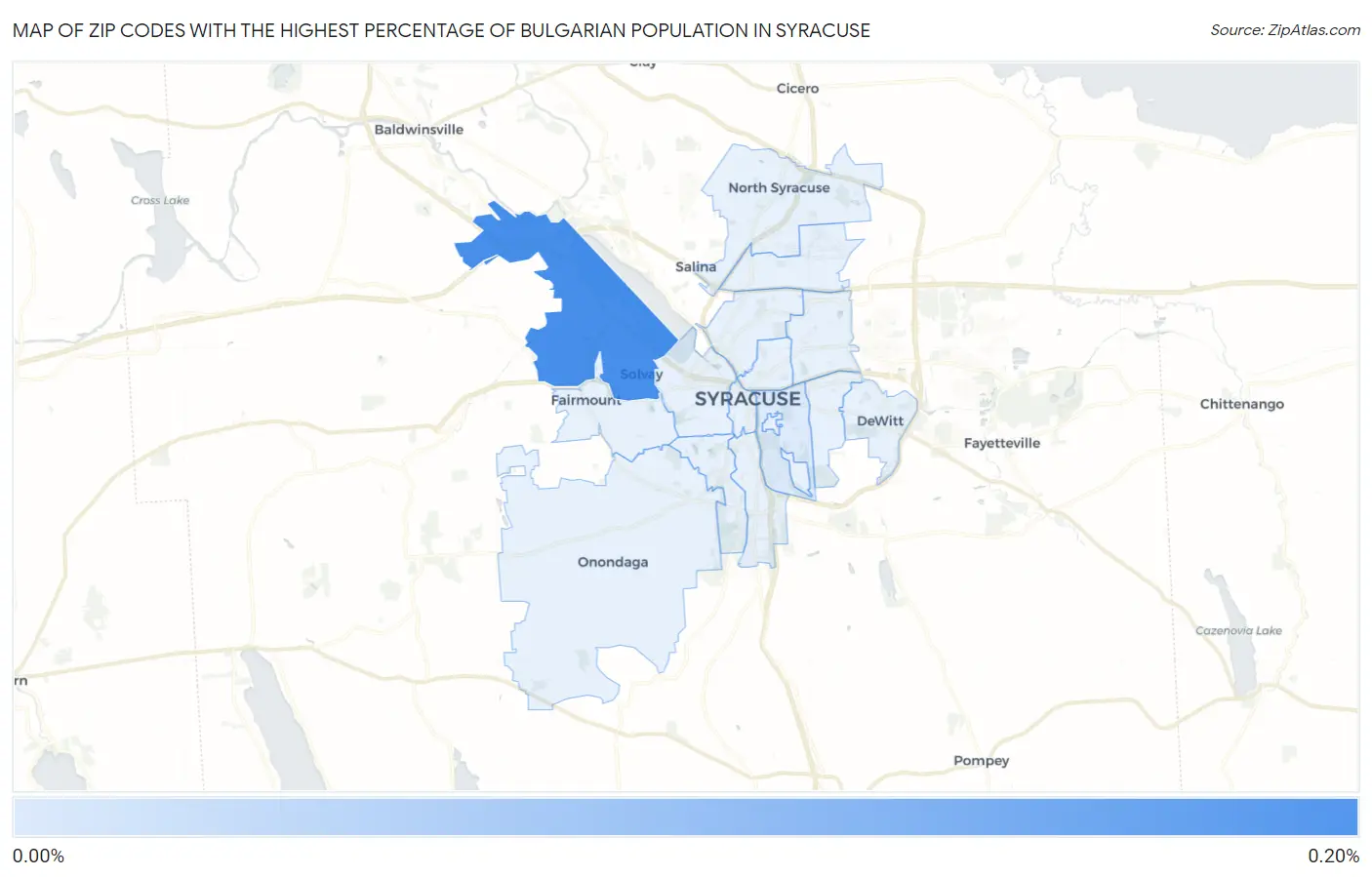 Zip Codes with the Highest Percentage of Bulgarian Population in Syracuse Map