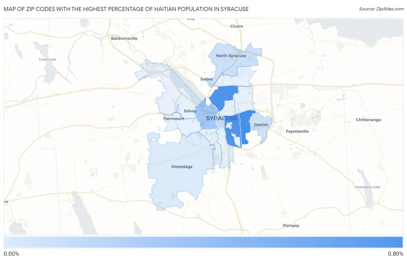 Zip Codes with the Highest Percentage of Haitian Population in Syracuse Map