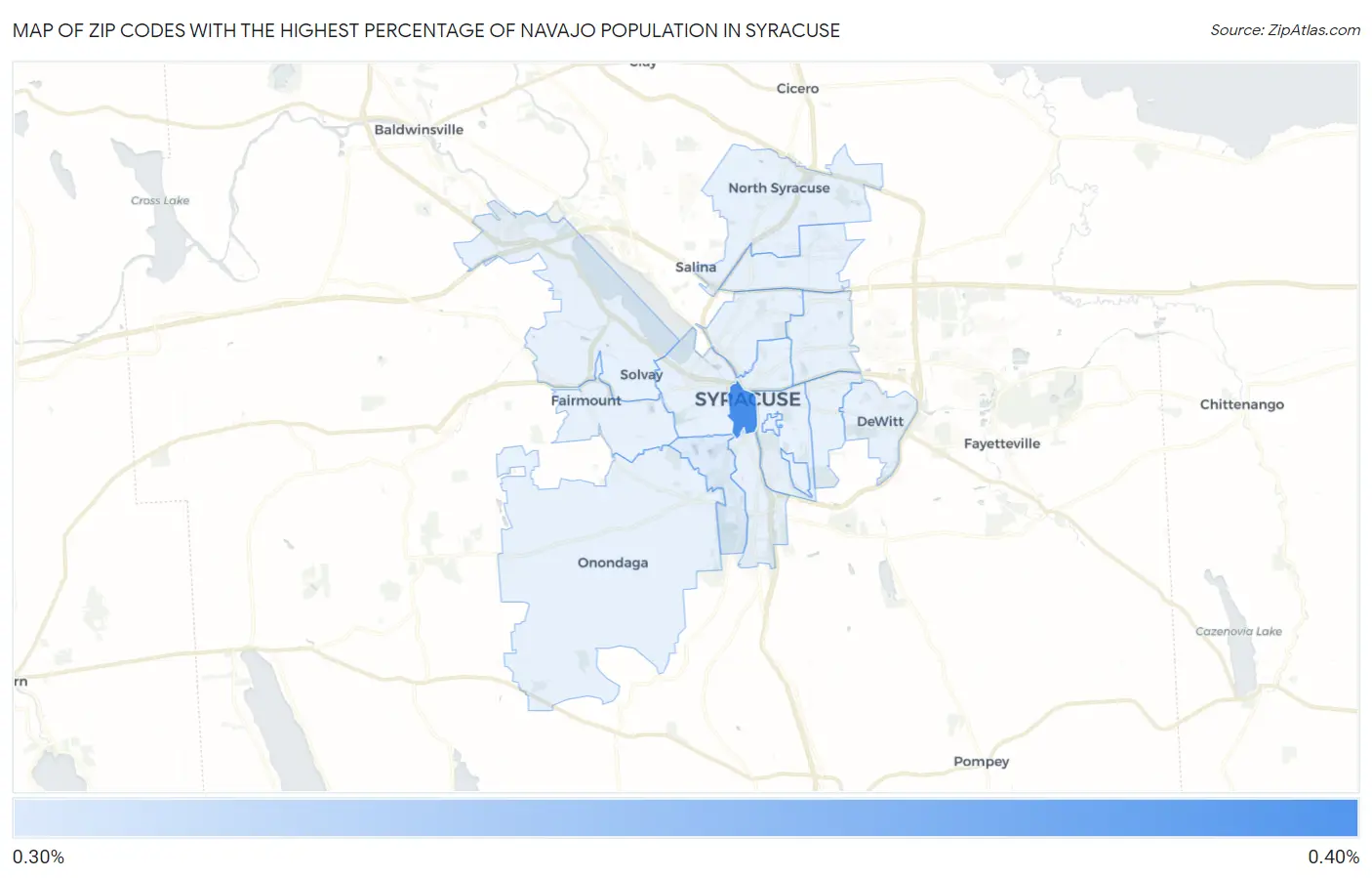 Zip Codes with the Highest Percentage of Navajo Population in Syracuse Map