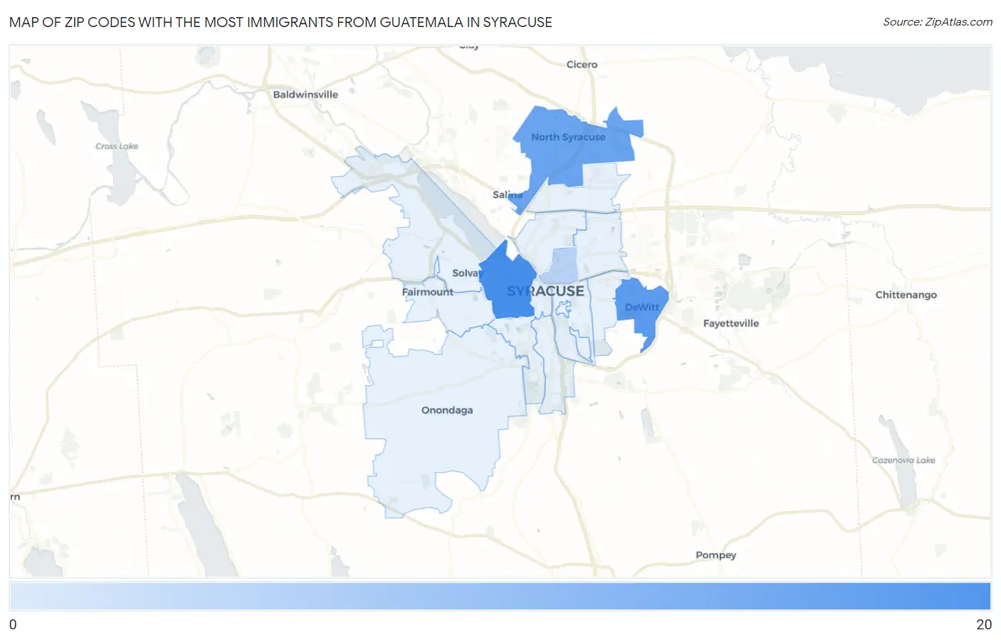 Zip Codes with the Most Immigrants from Guatemala in Syracuse Map